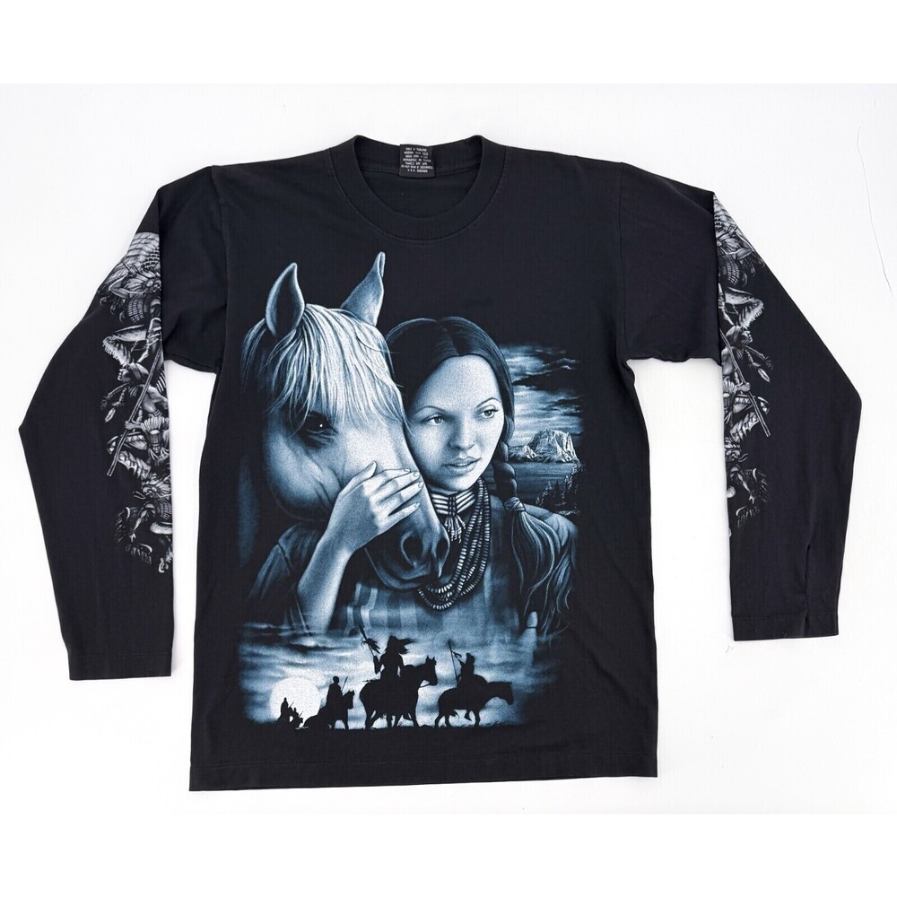 Rock Eagle Shirt Adult Medium Black Native American Aztec All Over print